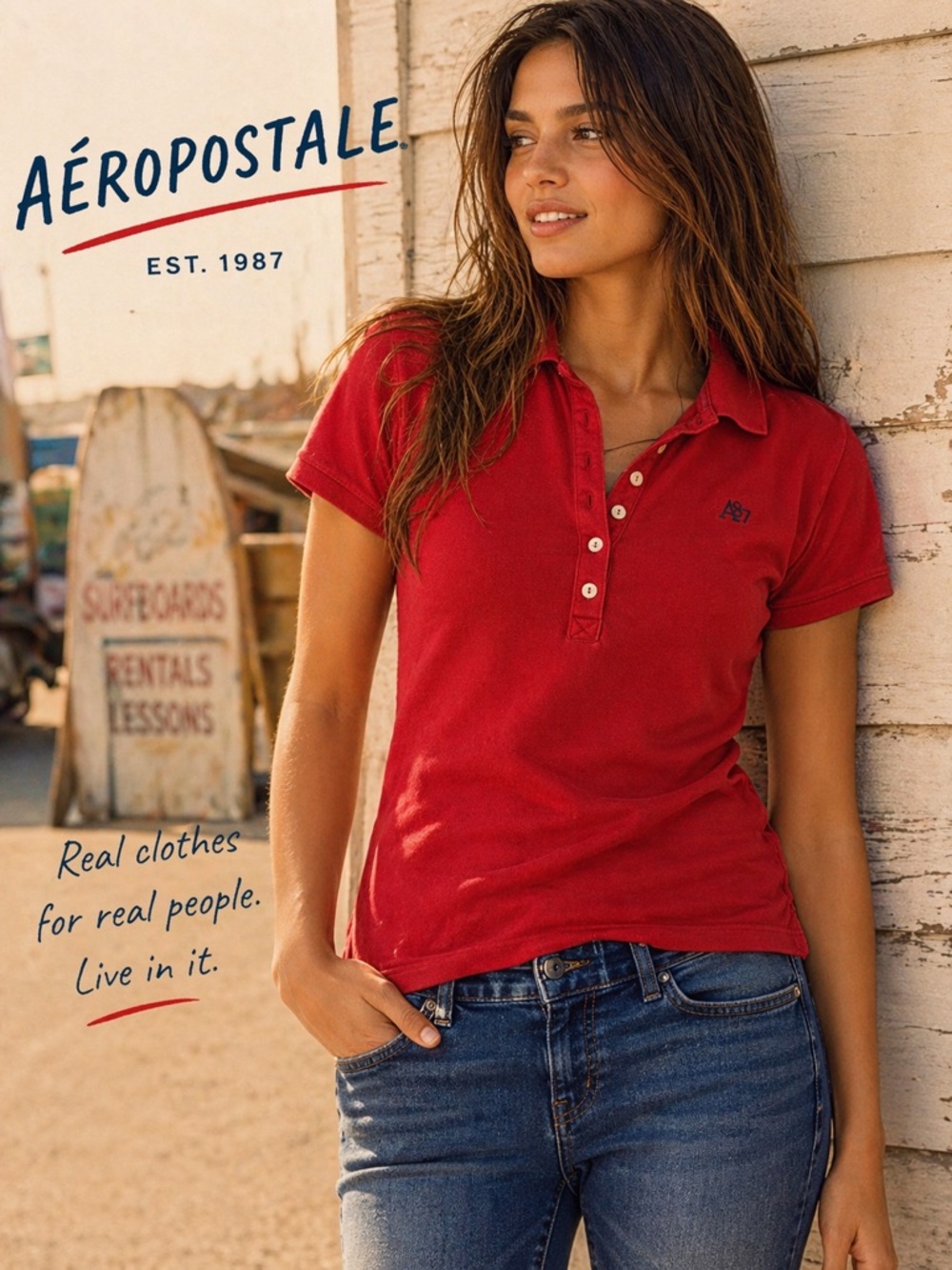 Aeropostale‎ Red Short Sleeve Polo Shirt large y2K